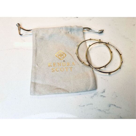 Kendra Scott Gold Tone Crystal Bangle Bracelet Jewelry Dainty Sparkling - Picture 4 of 9